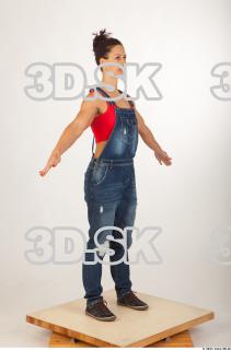 Whole body blue jeans red singlet of Rebecca 0016